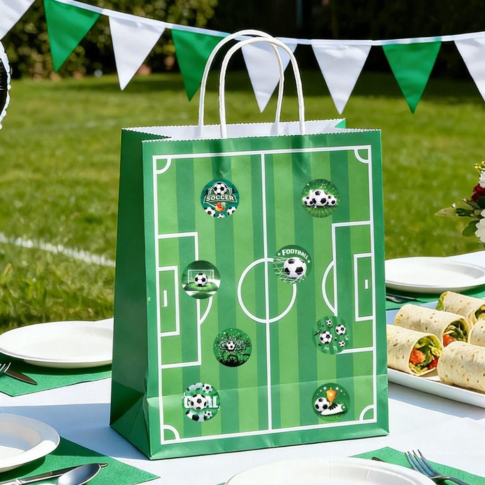 500Pcs Self-Adhesive Soccer Stickers Round Football Pattern Sealing Sticker  Party Decor