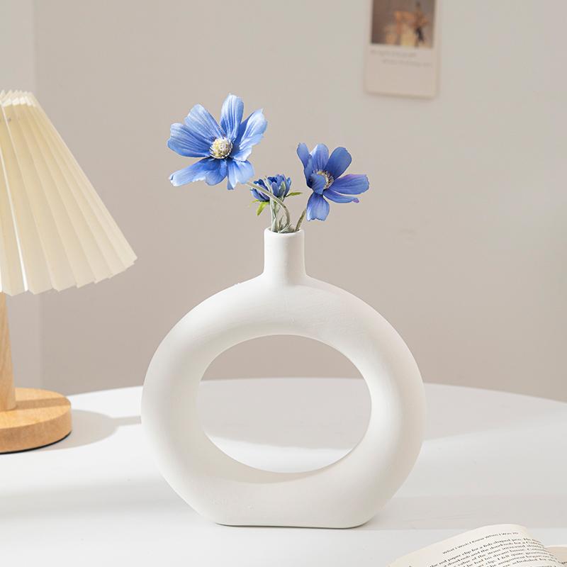 White Ceramic Vase Modern Decorative Vase for Pampas Grass Minimalist Flower Vases for Centerpiece Wedding Office Home Decor