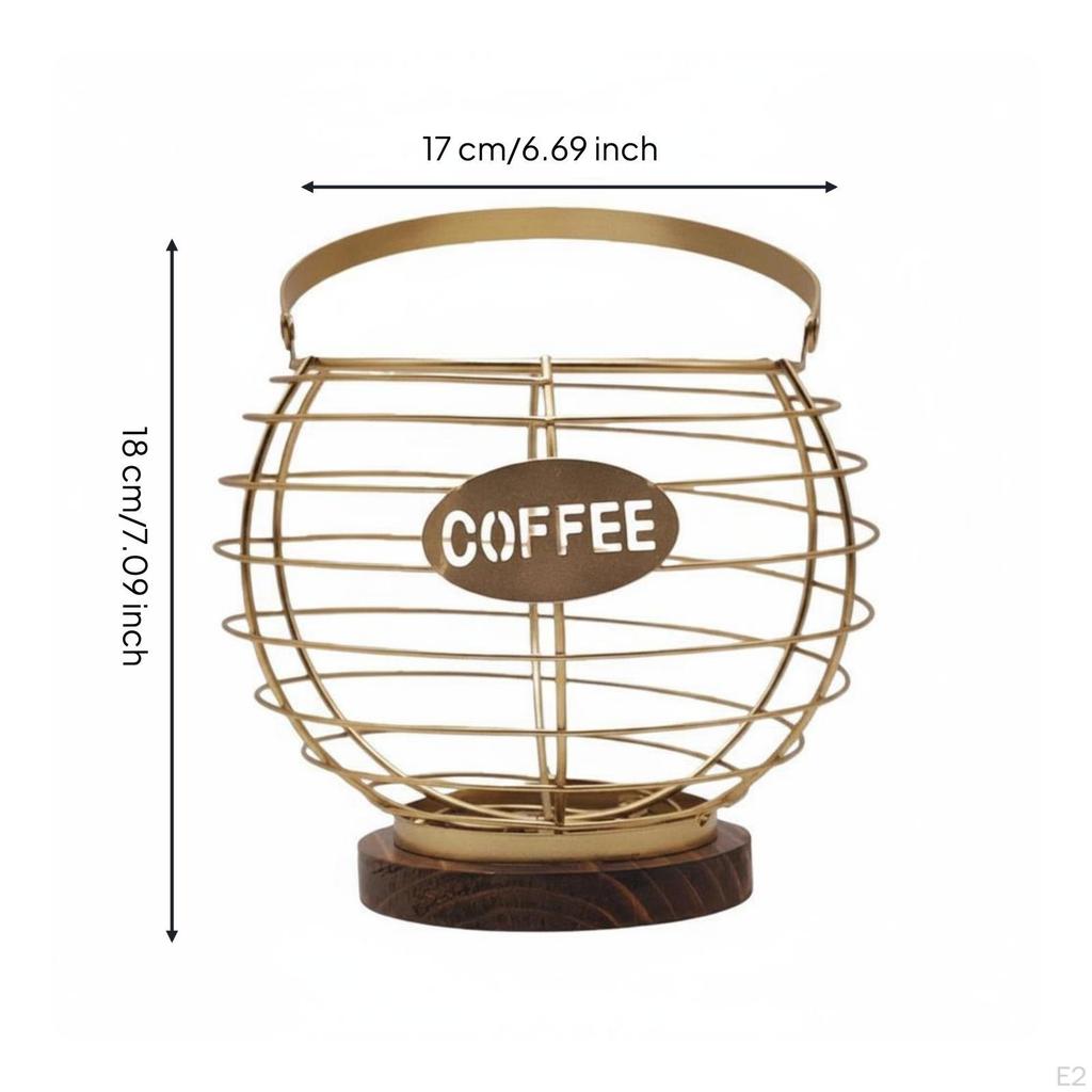Globe Coffee Pod Basket Rustic Wood Foundation Organizer Countertop Display Round Capsule