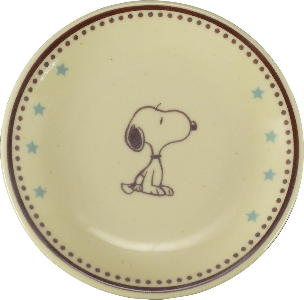 PEANUTS Snoopy Small Set of Side Bread Microwave and Dishwasher Safe Made in Mino Yamaka Plates, 4, Plates, Plates, 15.5cm Diameter, (Vintage Series),