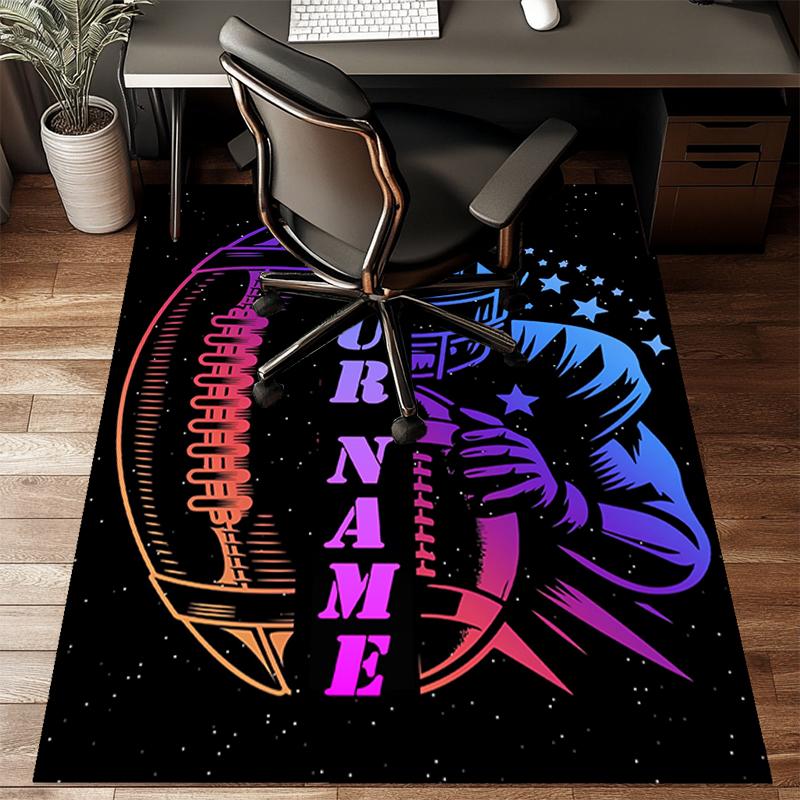 1PC Custom Name Football Player Artwork Theme Floor Mat Ideal for Living Room, Game Rooms, Office, Bedroom Floor Mat Playful Design