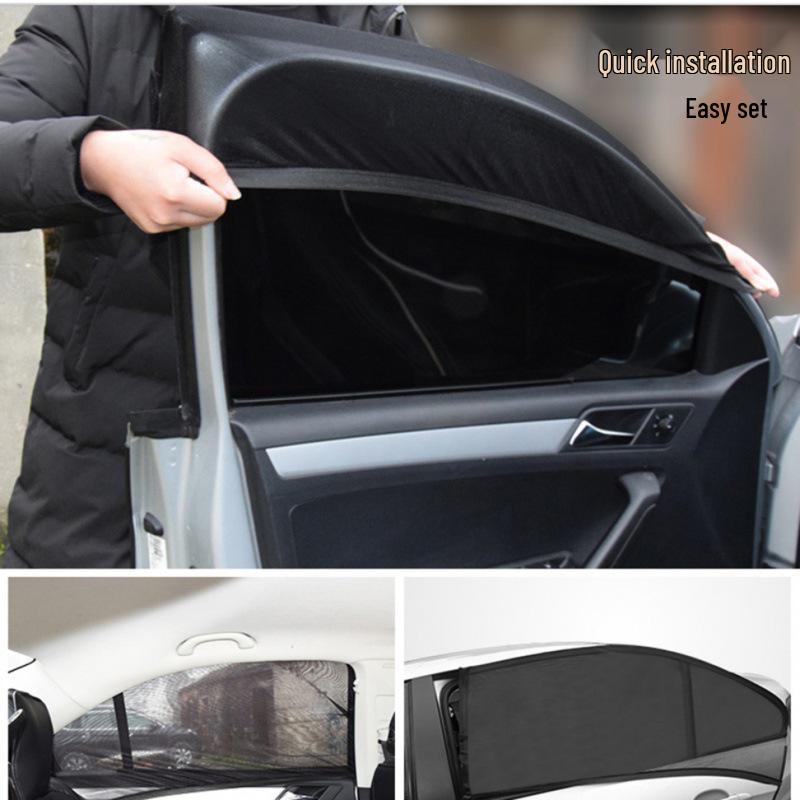 Car Window Mosquito & Sunshade Mesh Screen - Anti-Catkins Privacy Curtain with Ventilation & Sunscreen Protection