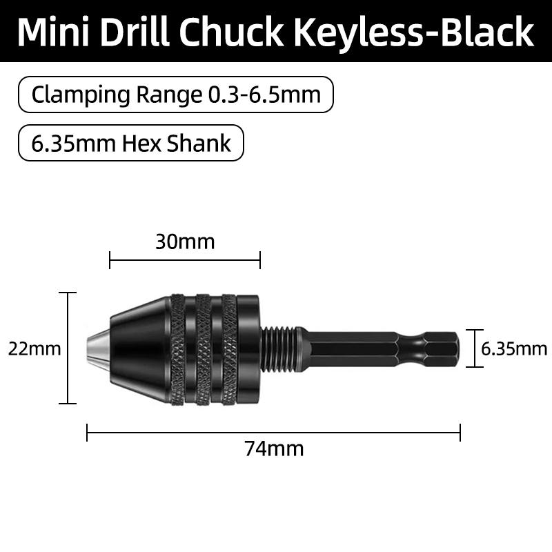 Mini Keyless Chuck Quick Change Electric Drill Bits Collet Converter Extension Screwdriver Chucks Adapter Fixture 1/4" Hex Shank