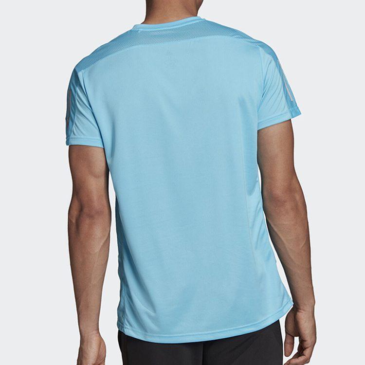 adidas T Shirts Men's Teal/Dark Silver Gray Crew Neck Moderate Straight Fit FT1429