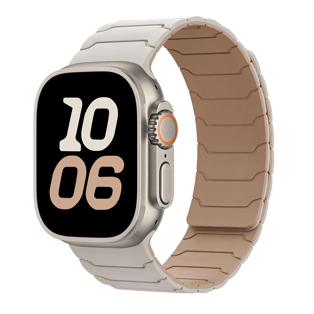 Strap For Apple Watch Ultra 2 Band 49mm 44mm 45mm 40mm 42mm 46mm 41mm 38mm Magnetic Silicone Bracelet IWatch Series 10 SE 9 8 7