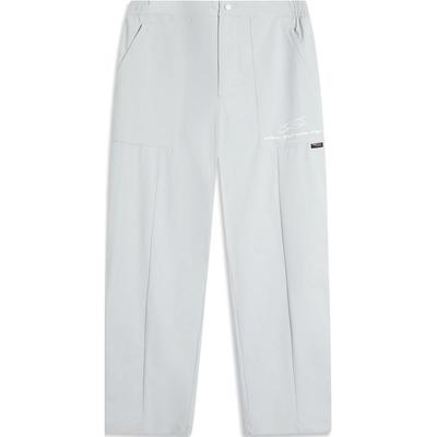 Li Ning Wade Series Solid Color Mid Waist Comfortable Breathable Straight Leg Casual Pants Men Bottoms Mist-Gray AKXU407-3