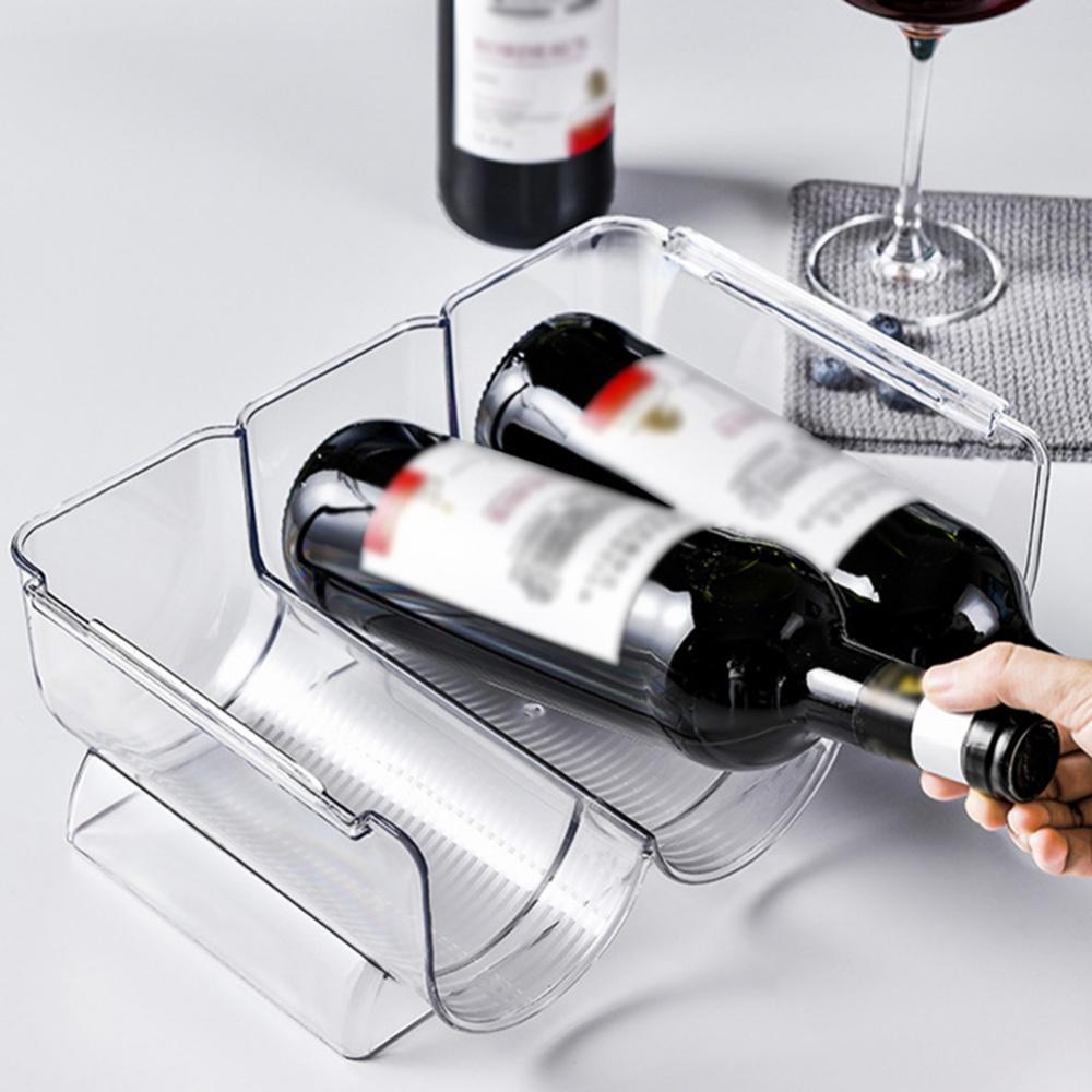 Home Refrigerator Wine and Water Bottle Holders, Stackable Plastic Wine Rack Storage Organizer for Fridge, Cabinet, Pantry