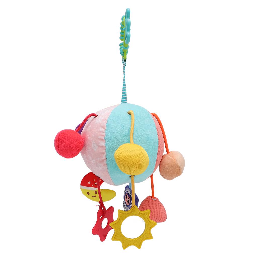 Baby Sensory Toy Grab Ball Rattle Geometric Pattern Cloth Ball Cartoon Hanging Toy for Baby Bed and