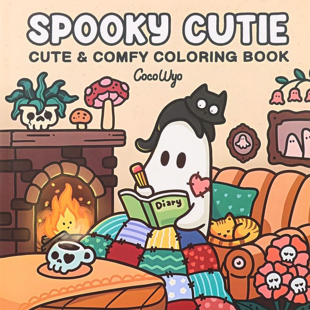 Educational Watercolor Painting Book Relax Filling Color Book Spooky Cute Coloring Book Kids Gift