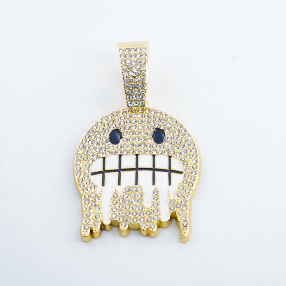 Alloy Supply Hip Hop Cuban Chain Full Diamond Coldfaceemoji Emoji Pendant Jewelry