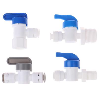 Fit 1/4 OD Tube Tap Shut Off Ball Valve POM Quick Fitting Connector For Aquarium RO Water Filter Reverse Osmosis System