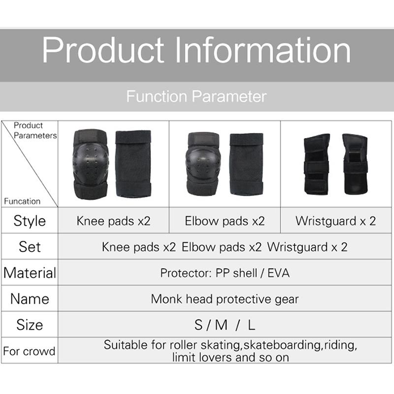 LOCLE 6pcs/Set Adult Child Protective Set Knee Pads Elbow Pads Wrist Protector Protection for Scooter Cycling Roller Skating