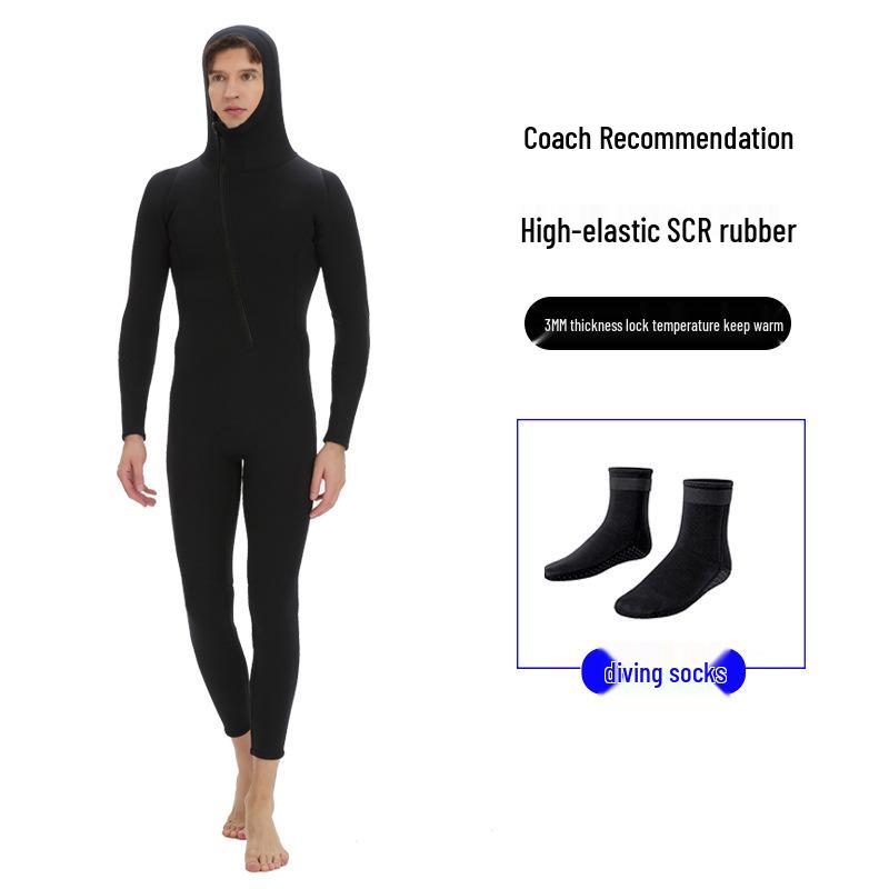 Herren 3mm Neopren Ganzkörper-Neoprenanzug, Rückenreißverschluss, Warm für Schnorcheln & Wintertauchen