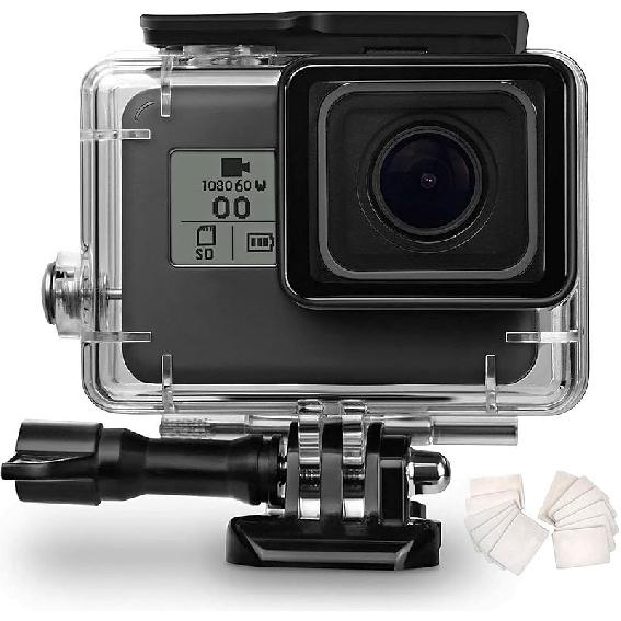 

OKFUN Водонепроницаемый корпус-кейс для дайвинга 60M/196FT для Go Pro Hero 8 Black, Защитный подводный корпус-кейс-оболочка с креплением-аксессуарами для Go Hero 5/6/7/(2018) Black C