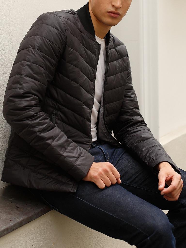 MEN' DOWN QUILTED JACKET WITH ZIPPER