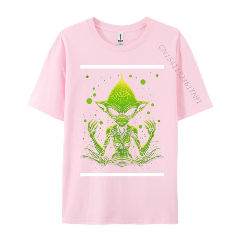 Happy Green Alien Tshirt Tops Shirts Retro Hip Hop Combed Cotton Men Top Tshirts Printed Tee Shirt Clothing
