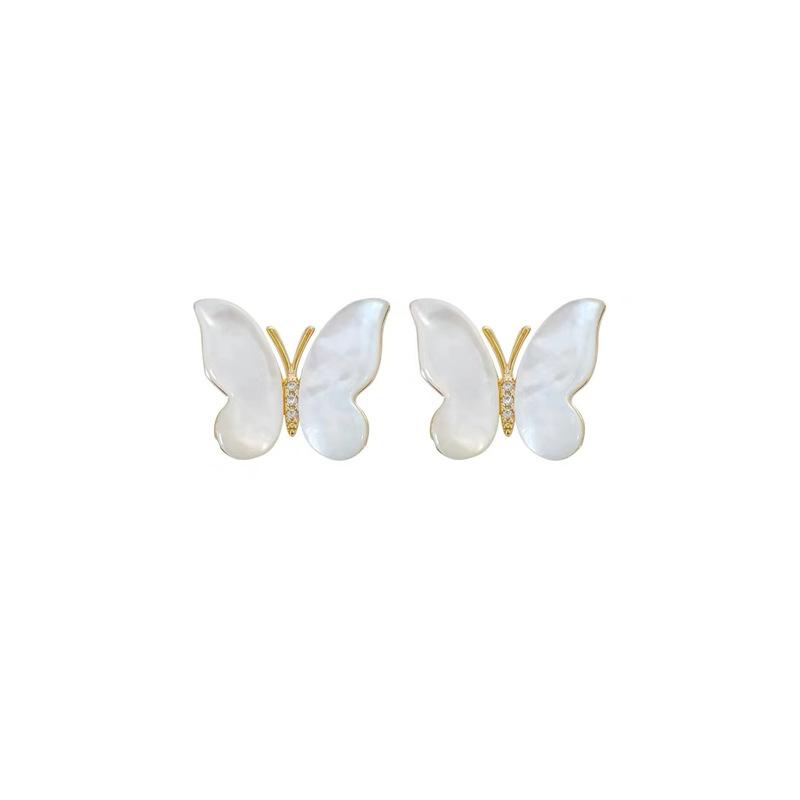 Natural High-arc Shell Butterfly Ear Clips Without Ear Piercings, High-end Niche Earrings, Fashionable and Exquisite Mosquito Coil Disc Earrings.