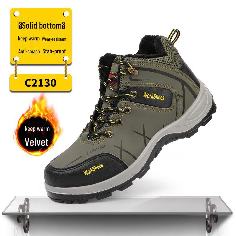 Pánské kotníkové nepromokavé zimní bezpečnostní boty - Odolné proti nárazu, Odolné proti propíchnutí, Podšívka ze sametu a bavlny