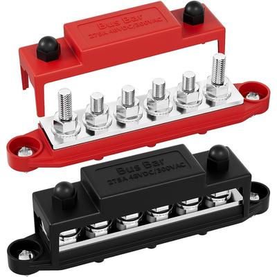 1PC / 1 par 275A Bloque de terminales de barra colectora Barra colectora Bloque de distribución de energía de 12 V 6 x M8 para distribuidor de energía de audio y sonido automotriz