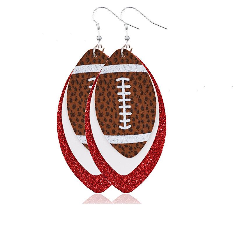 Multilayer Rugby Droplet Leather Earrings Summer Christmas Leather Earrings