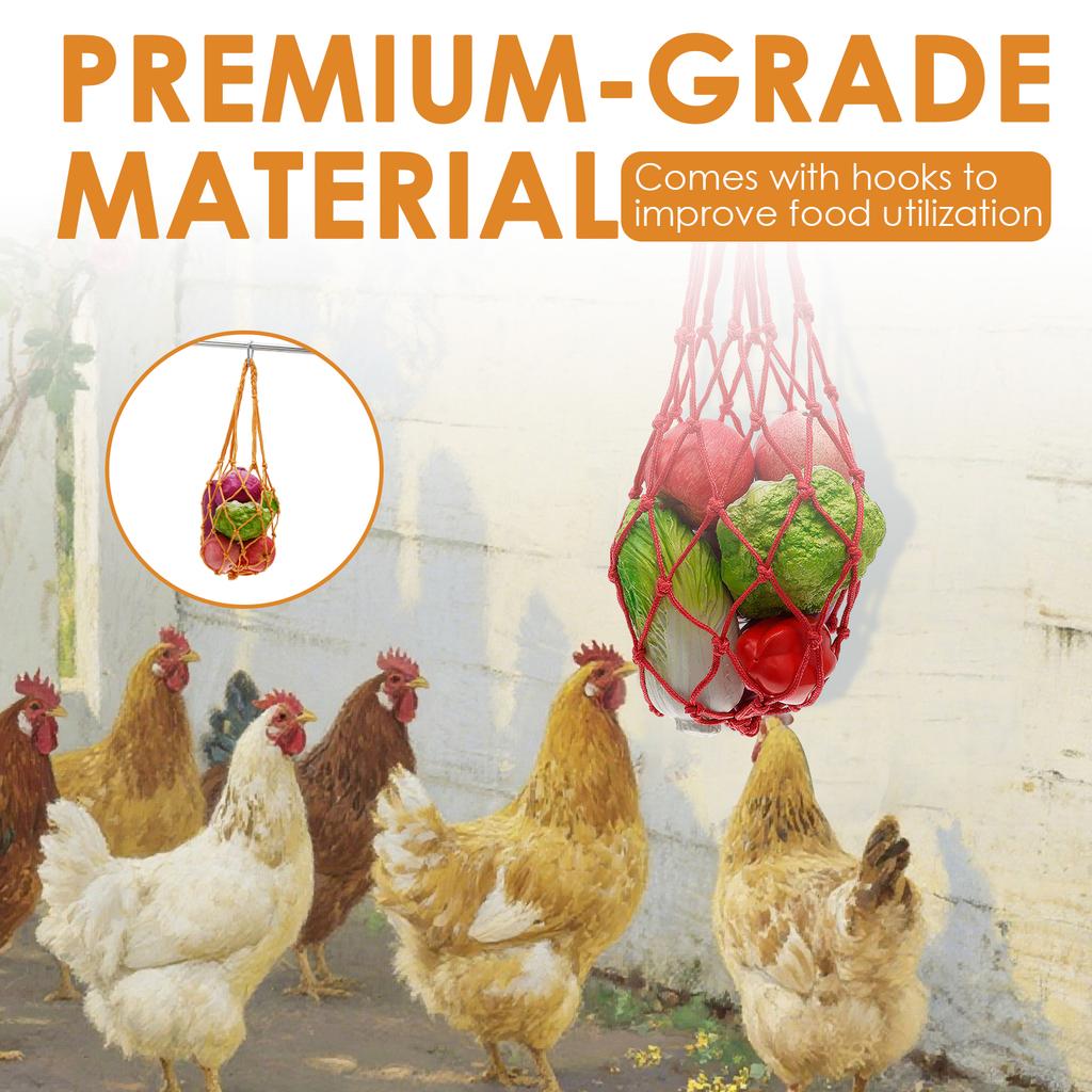 8Pcs Chicken Vegetable Net String Bag Fruit Hanging Feeder with Hook Large Capacity Feeding Tool for Hen Goose Duck Large Birds