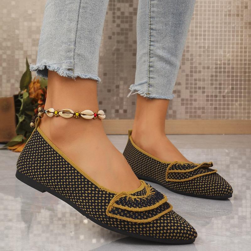 N Nü Spring/Summer New Pointed Toe Flat Single Shoes Large Size Fashion Flying Weaving One Step Casual Women's Shoes