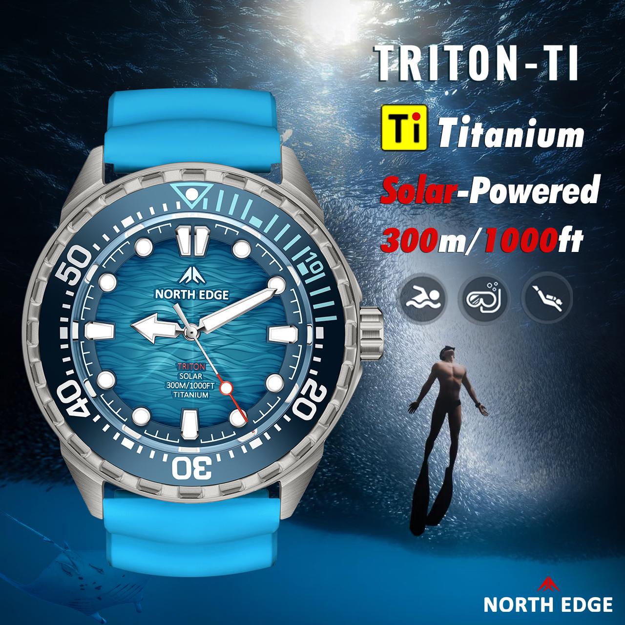 Yto Toy Men's North Superior-Grade Edge New+ Triton-Ti First-Class Titanium Solar-Powered Premium-Quality Diving Premium-Quality Watch Premium-Quality Luxury