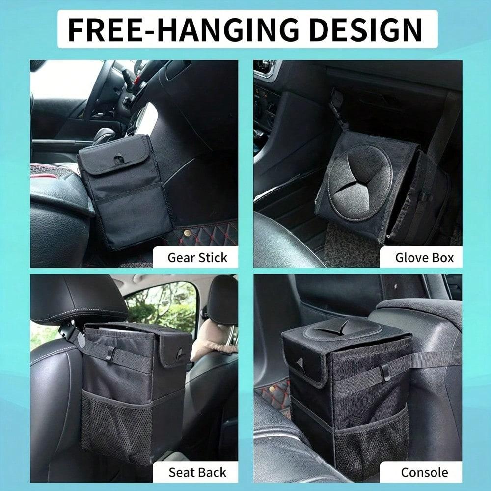 Waterproof Car Trash Can - Closeable Portable Auto Organizer Storage Pocket for Garbage Dump