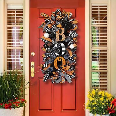 Fall Wreath Spooky Boo Halloween Wreath Halloween Hanging Ornaments for Front Door Indoor Outdoor Home Decoration