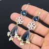 Halloween Deal 925 Sterling Silver Natural Iolite Quartz Dangle Drop Earrings