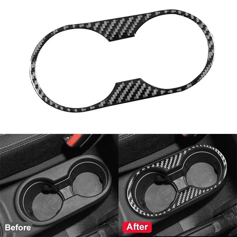 For Jeep Wrangler JK 2011-2017 4-Door Models Car Water Cup Holder Trim Cover Sticker Protector Real Carbon Fiber