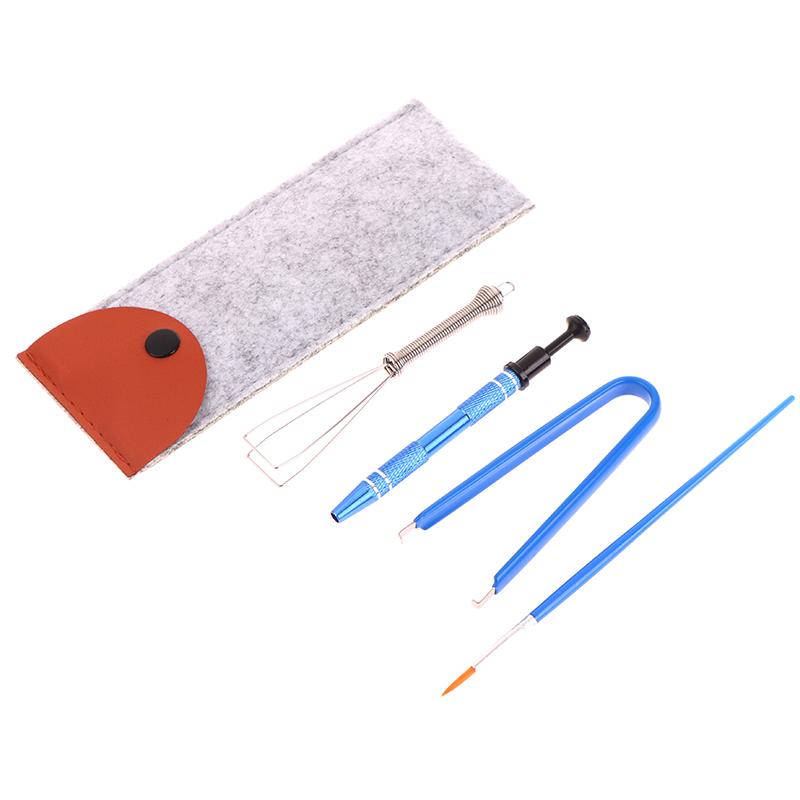 1Set Tastatur-Reinigungswerkzeug-Set, Metall-Tastenkappen-Abzieher, Schafthalter, Schalterabzieher, Schmierstift, Schmierbürste mit Aufbewahrungstasche