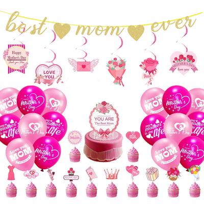 Mother'S Day Decoration Flag Balloon Set Best Mom Cake Decoration Cake Plug