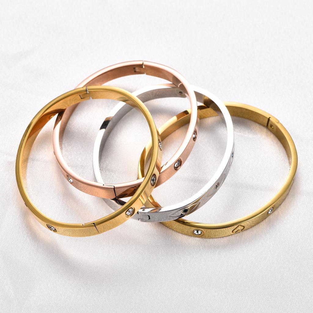 Stainless Steel Zirconia Bangle for Women Openable Eye Heart Cuff Bracelet Wristband Polished Metal Jewelry Accessories Gift