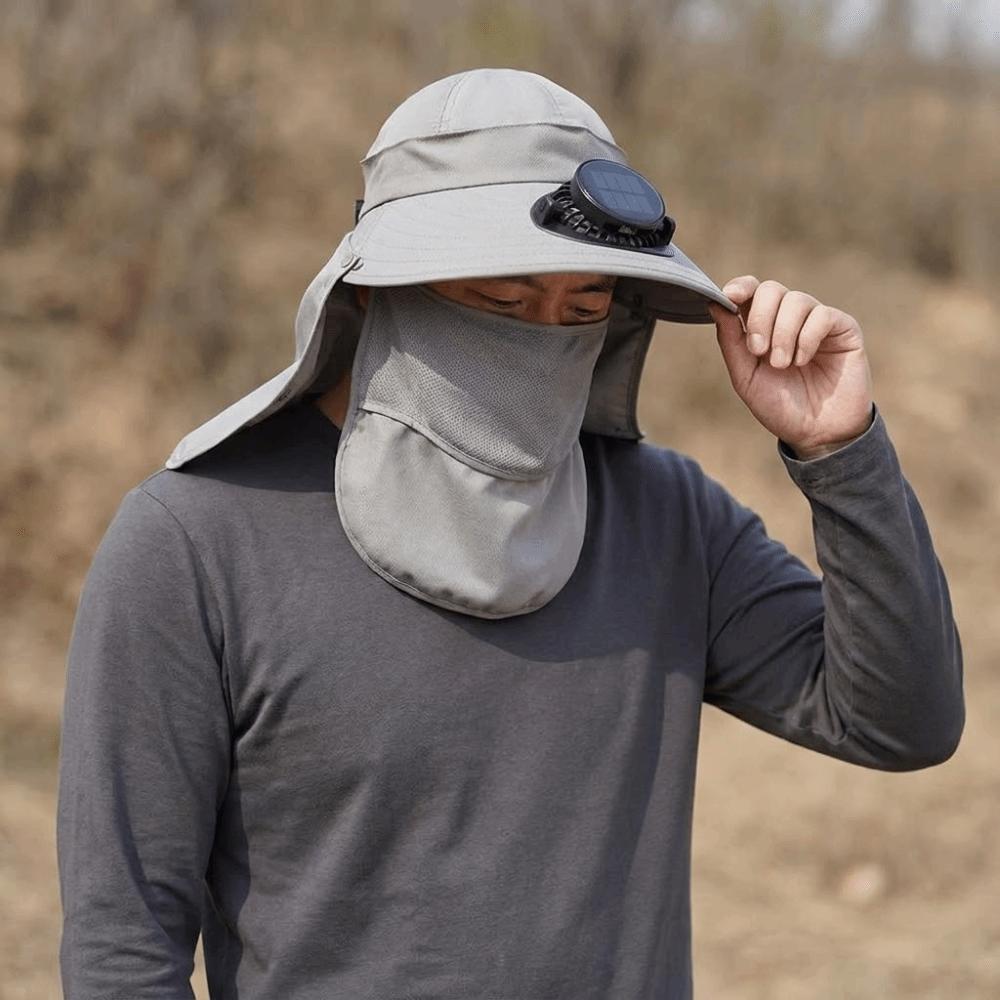 Quick Dry Solar Fan Hat Solar Charging Breathable Wide Brim Sun Cap Digital Display Strong Wind Fishing Bucket Hat Hot Weather
