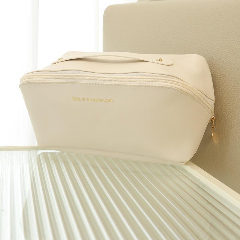 

Большая сумка для организации косметики - Многофункциональная дорожная сумка-подушка с портативной ручкой, стильная косметика с большим отверстием-tan