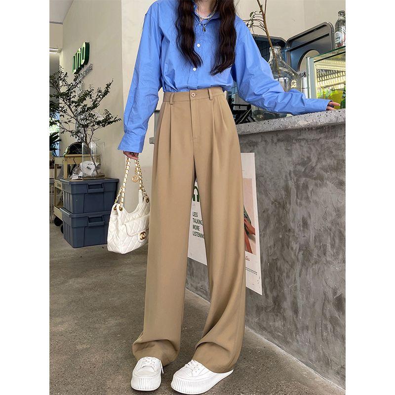 

High Waist Spring and Summer Mop Casual Narrow Version Loose Pants Khaki (basic) M