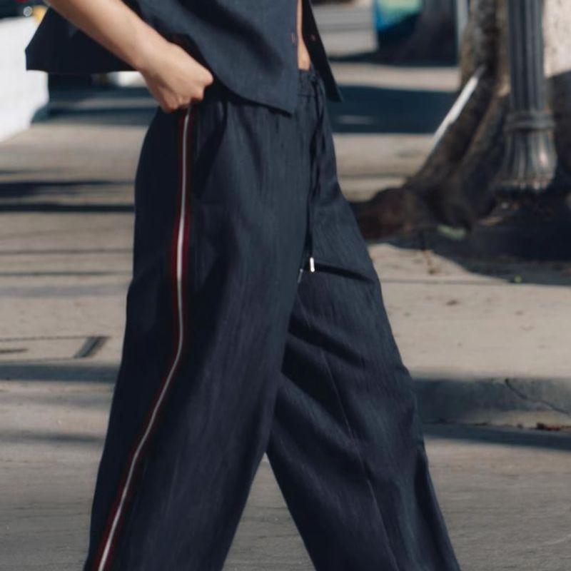 Spring New Women's Clothing Loose Hooded Denim Tops 3564181 Stripes Denim 3564180