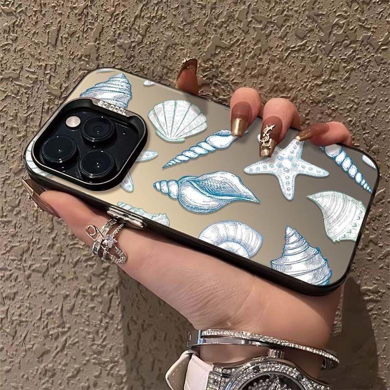 Blue Conch Starfish Phone Case For IPhone 16 15 14 13 12 11 Pro Max Matte Hard Back Cover For Iphone 16 Pro 16E Case Cover Funda