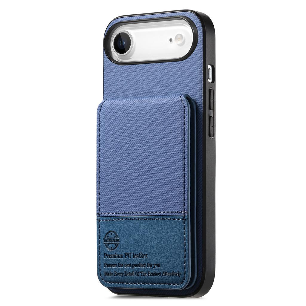 For iPhone Air Case Cloth Texture Leather+PC+TPU RFID Blocking Phone Cover with Card Holder