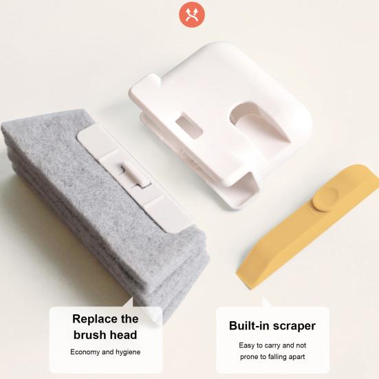 Gap Cleaning Brush Dual-Ended Design Wear-resistant Gap Brush Bathroom Crevice Brush with Brush Scraper Home Cleaning Tool