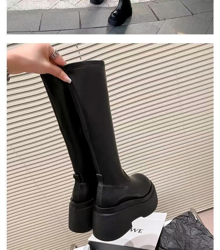 2025 Women's Thick-Soled Tassel Boots - Slimming Long Knight Style for Spicy Look