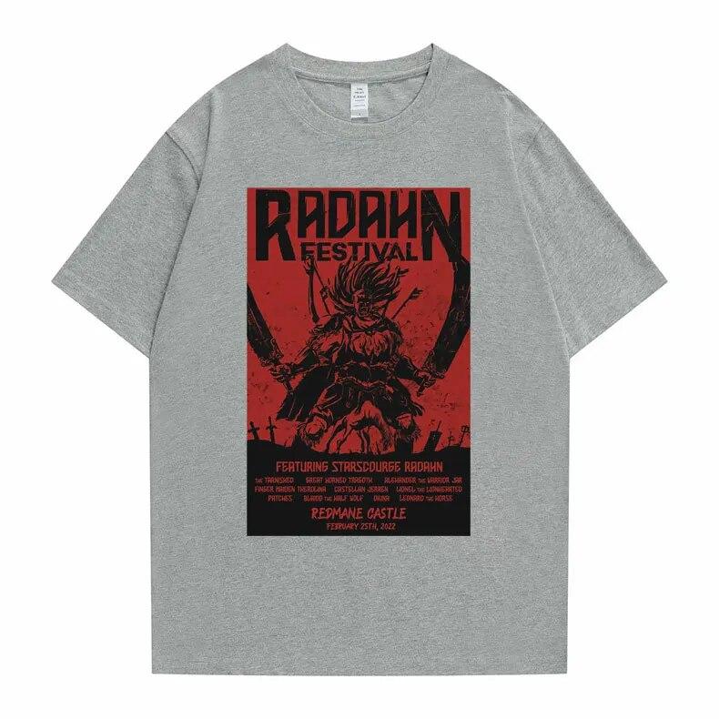 Radahn Festival Grafikdruck T-Shirts Unisex Damen Anime Cartoon Stil T-Shirt Unisex Mode Übergroßes T-Shirt Vintage Streetwear