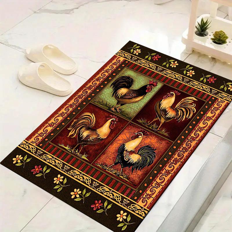 Vintage Chicken Art Carpet Rug for Living Room Bedroom Home Sofa Decoration,Kids Play Non-slip Floor Mat