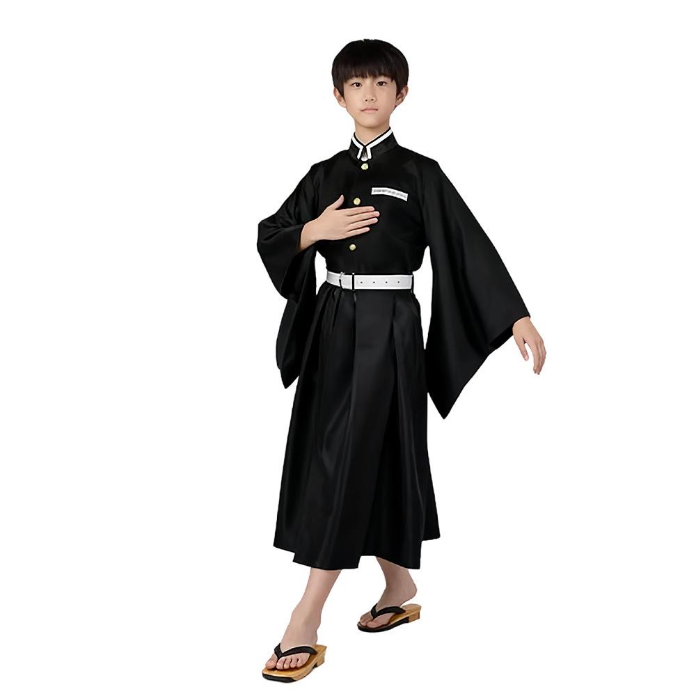Costum Cosplay Anime Kimono Kochou Shinobu Kimetsu No Yaiba Tanjirou Nezuko pentru Copii Petrecere de Halloween Costume Accesorii Pentru Băieți Fete S black