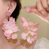 Silver fabric flower fringed earrings niche high-end earrings small fresh and exquisite temperament photo sweet earrings women