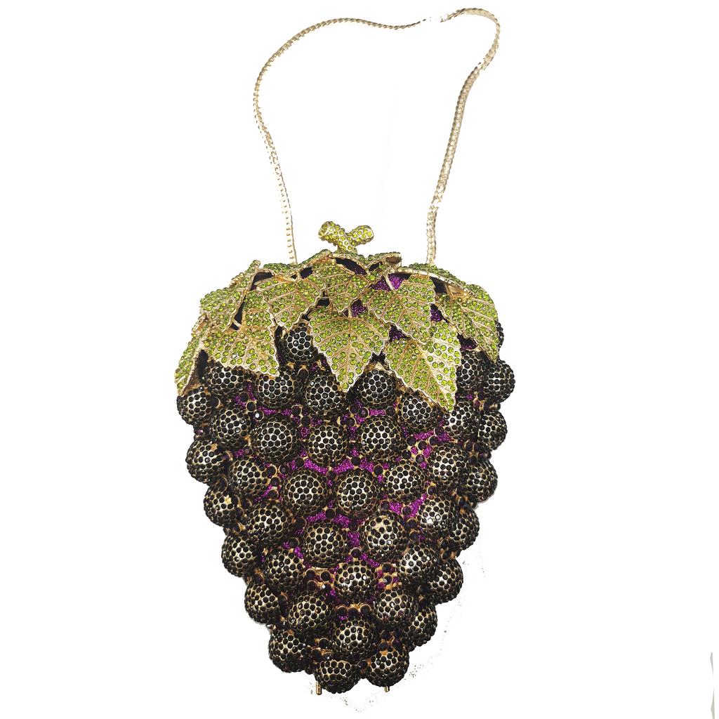 Grape Shape Evening Bag Clutches Red Wedding Crystal Clutch Purses Women Prom Bags Party Handbags Lady Dinner Banquet Purse