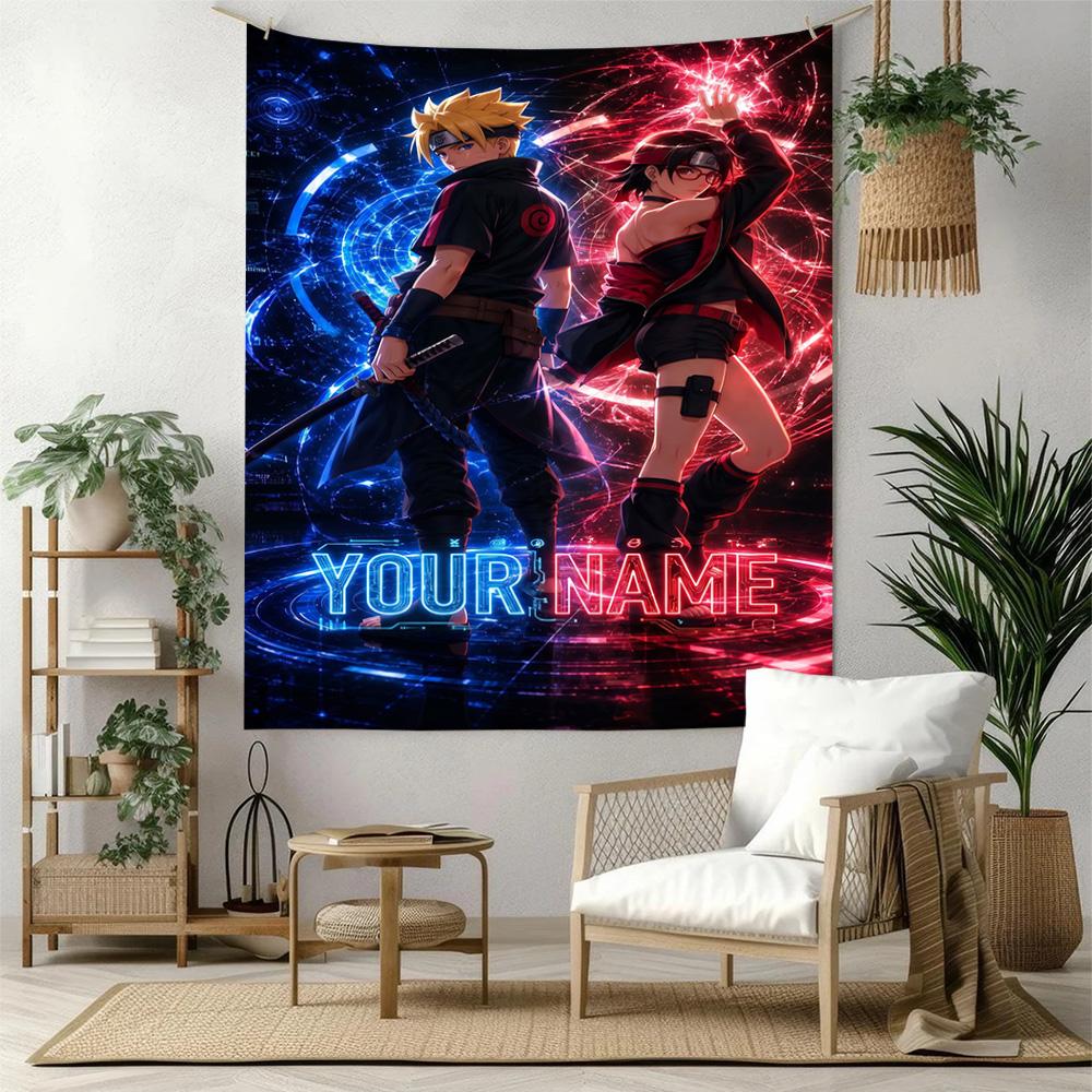 Naruto Character Customize Your Name Tapestry Customizable Wall Tapestry Smooth Polyester Suitable for Studio Apartment Multi-purpose for All Occasion