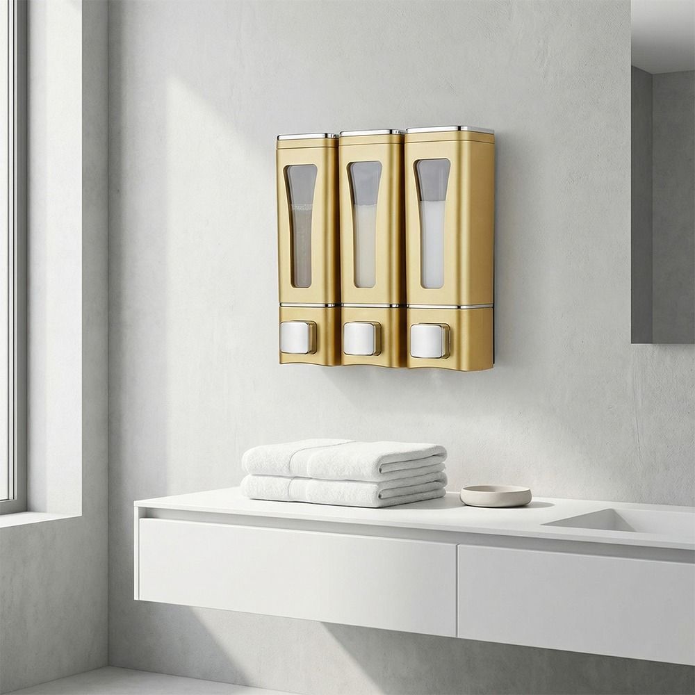 Large Capacity Wall-Mount Soap Dispenser 3 Head Multi Chamber Multi-Head Soap Dispenser Drip Type Refillable