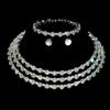 Gold & Silver Rhinestone Jewelry Set: Choker, Bracelet, Stud Earrings, & Necklace